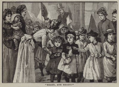 "Připraven, ano připraven!": skupina dětí na letní výlet do přírody (rytina) od English School
