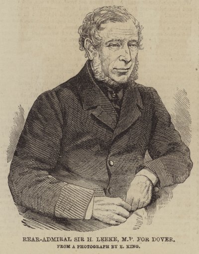 Kontraadmirál Sir H Leeke, poslanec za Dover (rytina) od English School