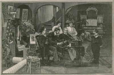Přijetí zprávy z Ameriky od Edisonova fonografu od English School