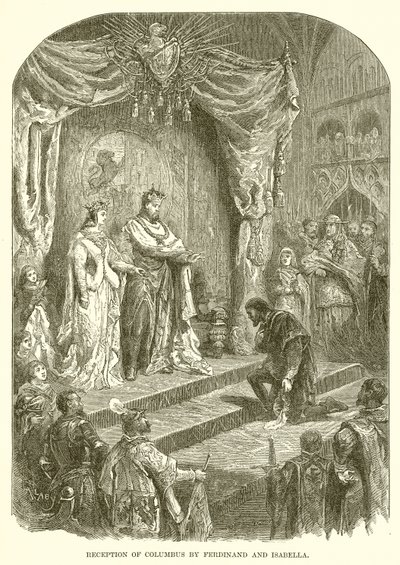 Přijetí Kolumba Ferdinandem a Isabellou od English School