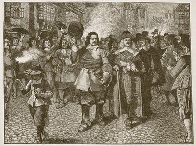 Přijetí Moncka v Londýně, ilustrace z Cassells Illustrated History of England (sépiová fotografie) od English School