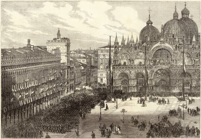 Přijetí italských jednotek před katedrálou sv. Marka od English School