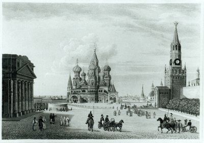 Rudé náměstí, Moskva, z Povaha Rusů a podrobná historie Muscovy od Roberta Lyalla, vydané 1823 od English School