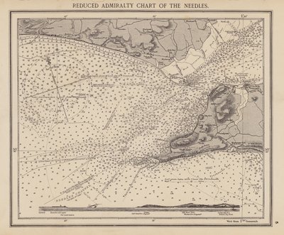 Zredukovaná admirálská mapa Jehly (barevná litografie) od English School
