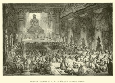 Náboženský obřad v čínské lamasery, buddhistický chrám od English School