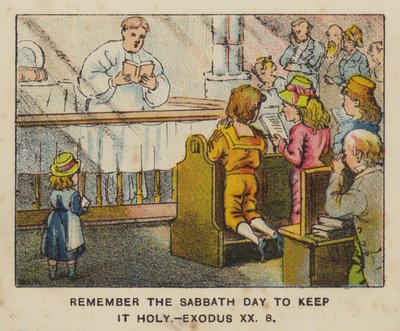 Pamatuj na den sabatu, aby byl svatý, Exodus XX 8 (barva litho) od English School