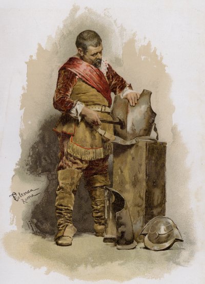 Oprava brnění (chromolitho) od English School