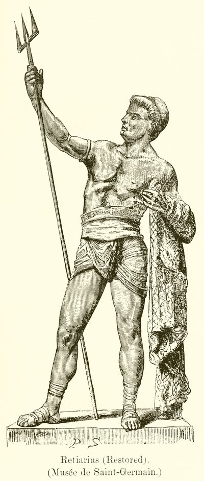 Retiarius (Obnoveno). (Muzeum Saint-Germain) od English School