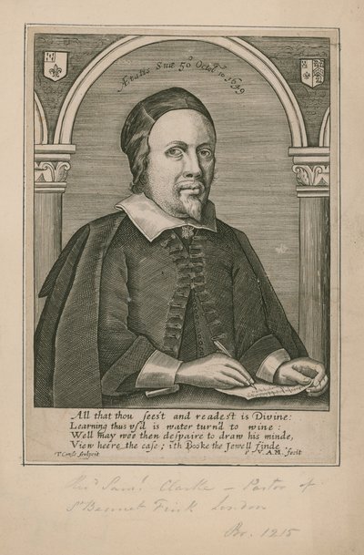 Reverend Samuel Clarke, pastor St Benet Fink od English School
