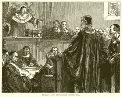 Richard Baxter před soudcem Jeffreysem, 1685 od English School