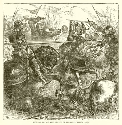 Richard III v bitvě u Bosworth Field, 1485 od English School