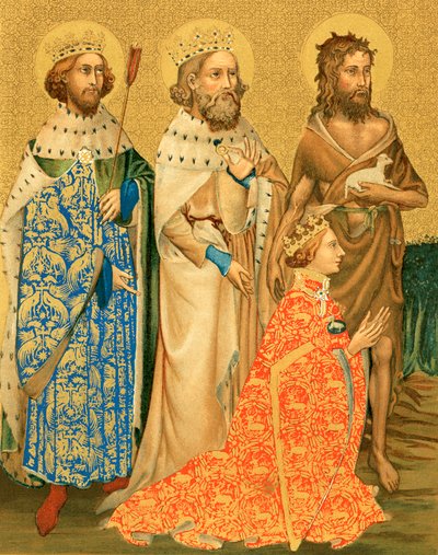 Richard II. a jeho svatí patroni (barevná litografie) od English School
