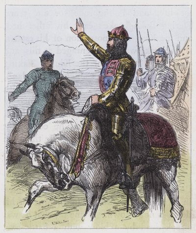 Richard II, zůstává v boji (barevná rytina) od English School