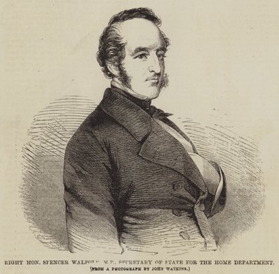 Ctihodný Spencer Walpole, poslanec, ministr vnitra pro ministerstvo vnitra (rytina) od English School