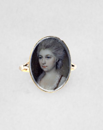 Prsten s portrétem ženy, kolem 1780-90 (akvarel na slonovině od English School