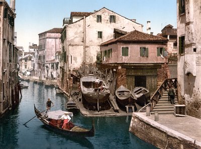 Rio della Botisella, Benátky (ručně kolorovaná fotografie) od English School