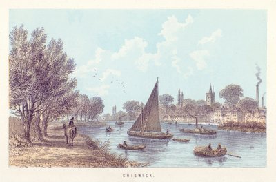 River Thames: Chiswick (barevná rytina) od English School