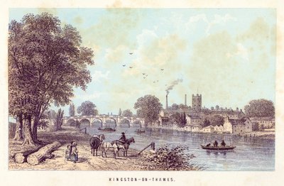 River Thames: Kingston-on-Thames (barevná rytina) od English School
