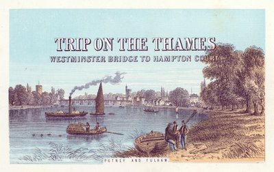 River Thames: Putney and Fulham (barevná rytina) od English School