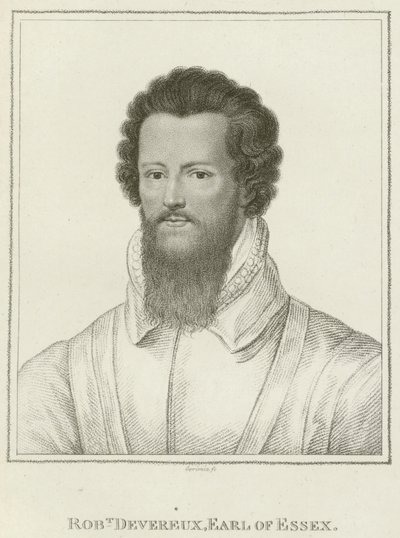 Robert Devereux, hrabě z Essexu (rytina) od English School