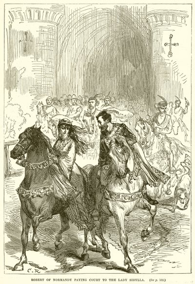 Robert z Normandie platící dvůr lady Sibyle od English School