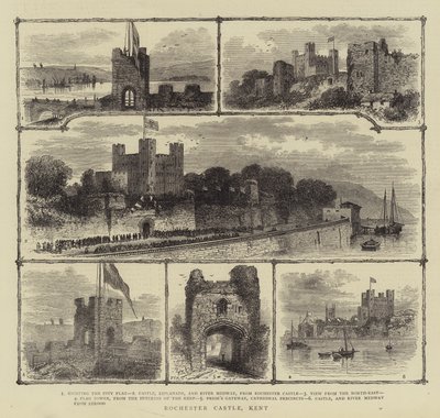 Rochester Castle, Kent (rytina) od English School