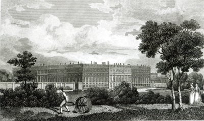 Rolling the Lawns v paláci Hampton Court, 7. března 1807 od English School