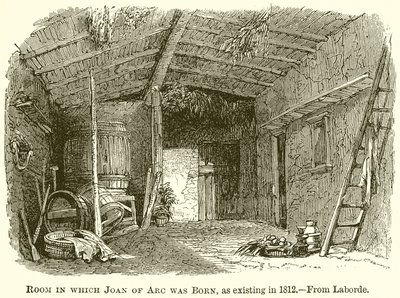 Pokoj, ve kterém se narodila Johanka z Arku, jako existující v roce 1812 od English School