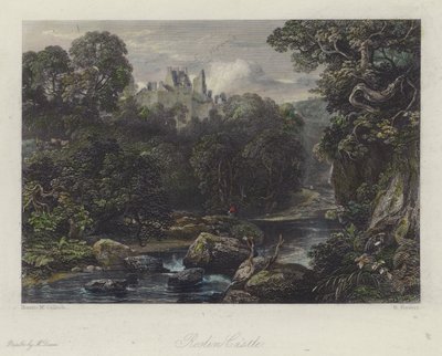 Roslin Castle, Scotland (barevná rytina) od English School