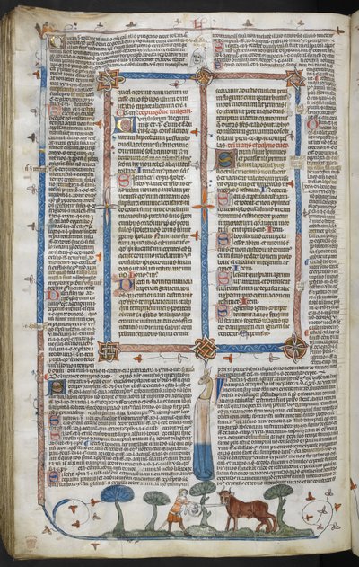Královská 10 E IV fol. 294v Muž útočící na vola, ze Smithfield Decretals (Decretals of Gregory IX) c.1340 (vellum) od English School