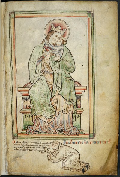 Royal 14 C. VII, f.6 Panna a dítě s umělcem, ilustrace z 