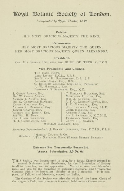 Royal Botanic Society of London od English School