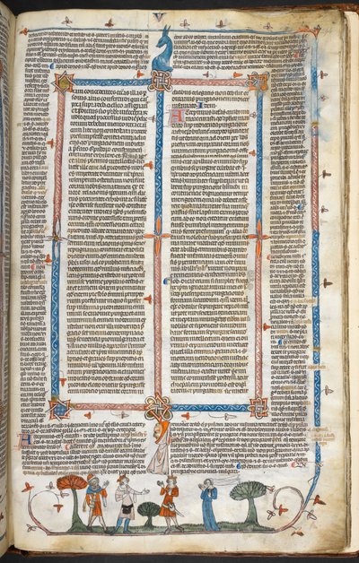 Royal MS 10 IV f.294r Středověké postavy a okrajová dekorace, ilustrace z 
