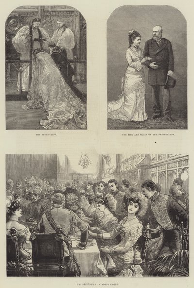 Královská svatba prince Leopolda a princezny Heleny (rytina) od English School
