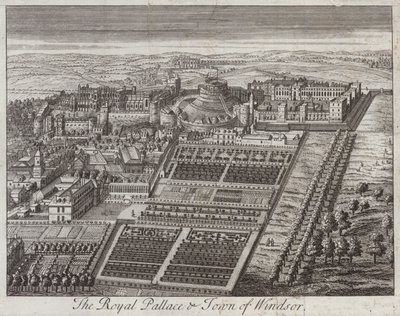 Královský palác a město Windsor, Berkshire (rytina) od English School