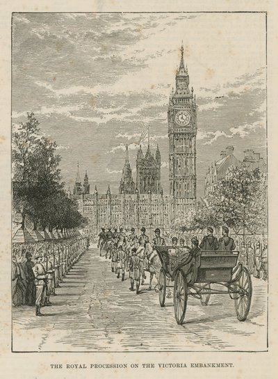 Královský průvod na Victoria Embankment od English School