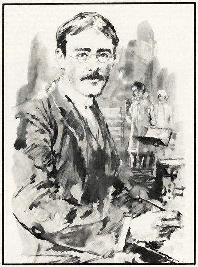 Rudyard Kipling (litho) od English School
