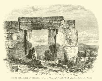 Zničená synagoga v Meironu od English School