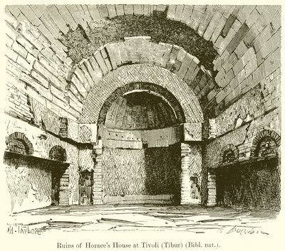 Ruiny Horacesova domu v Tivoli (Tibur) (Bibl. nat.) od English School