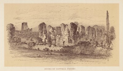 Zřícenina převorství Sopwell (barevná litografie) od English School