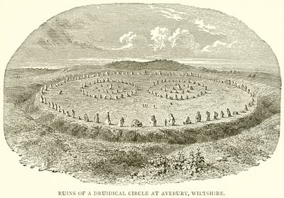 Ruiny Druidical Circle v Avebury, Wiltshire od English School