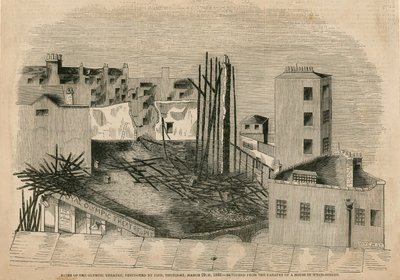 Ruiny olympijského divadla, zničené požárem, 29. března 1849 od English School