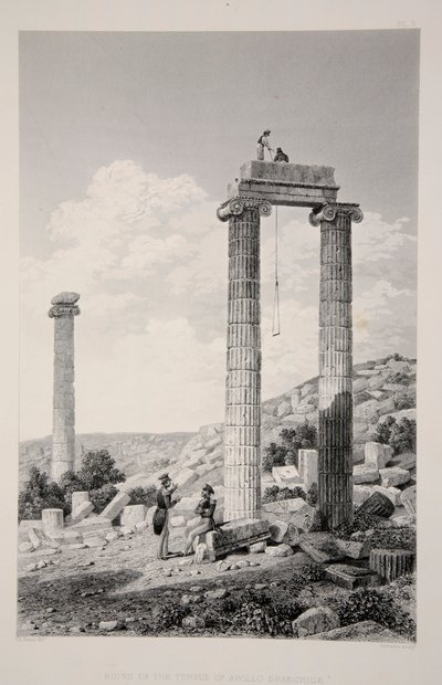 Ruiny chrámu Apollo Branchidae, hospoda. 1863 litografie. od English School