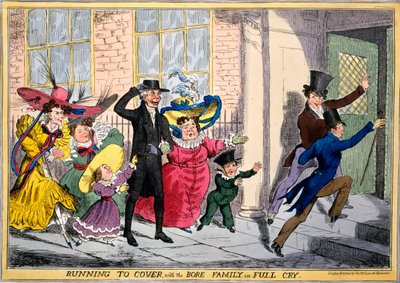 Running to Cover with the Bore Family in Full Cry, cca 1830 (ručně kolorovaná rytina) od English School