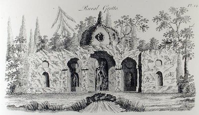 Venkovská jeskyně, z „Grotesque Architecture or Rural Amusement“, od Williama Wrighta, publikovaná kolem roku 1767-90 (rytina) (černobílá fotografie) od English School