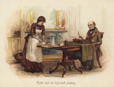 Ruth a pudink z hovězího steaku (chromolitho) od English School
