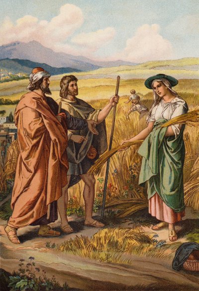 Ruth se ptá Boaze, jestli může sbírat na jeho poli (chromolitho) od English School