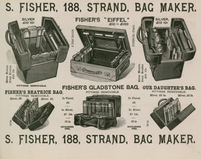 S Fisher, 188 Strand, výrobce tašek od English School