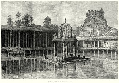 Posvátný bazén u Trichinopoly (rytina) od English School