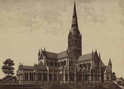 Katedrála v Salisbury, ze severovýchodu (litho) od English School